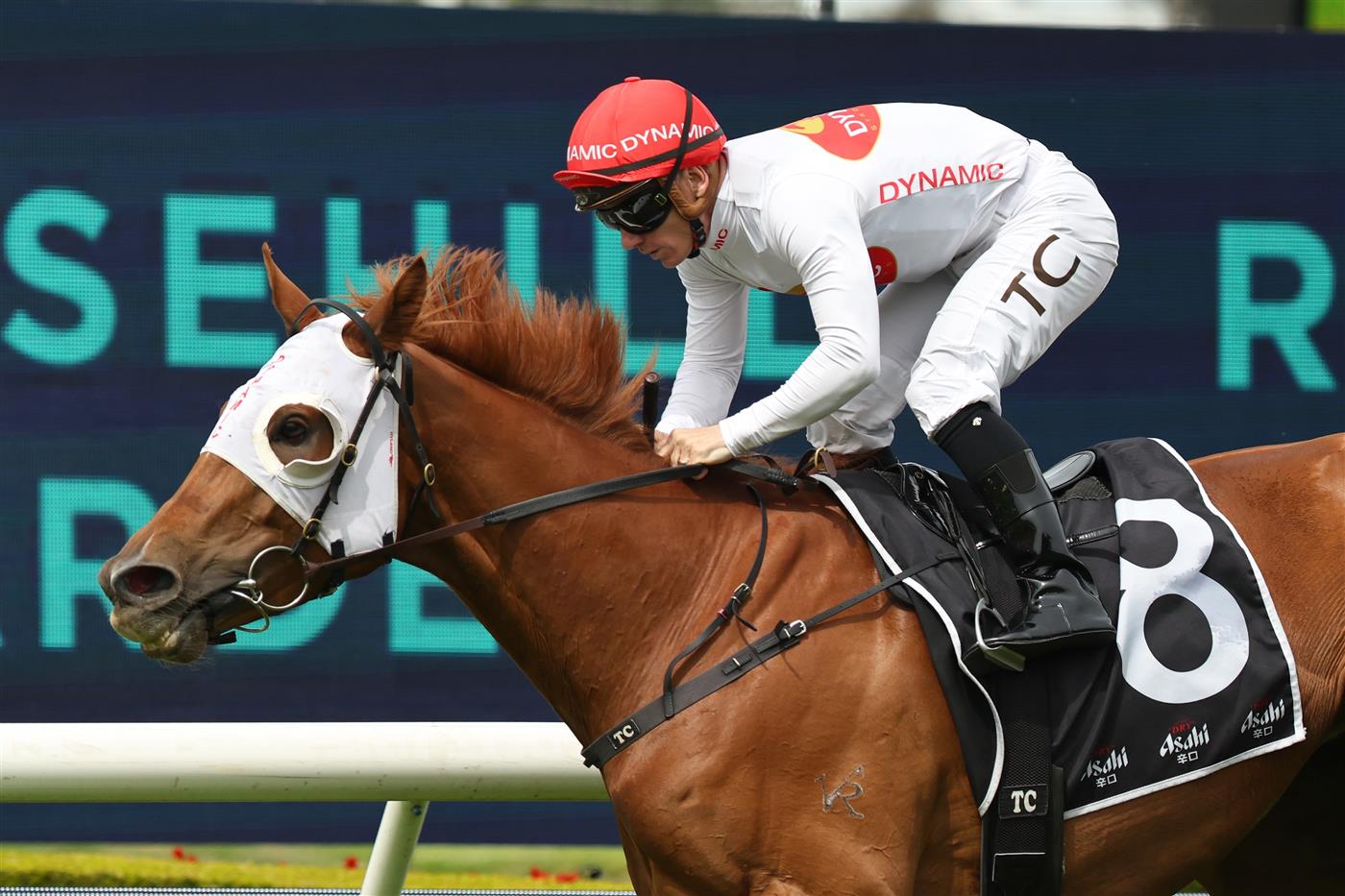 SYDNEY, AUSTRALIA - SEPTEMBER 27: Tim Clark riding Piggyback  win Race 3 Asahi Super Dry Colin Stephen Quality  during Sydney Racing at Rosehill Gardens on September 27, 2025 in Sydney, Australia. (Photo by Jeremy Ng/Getty Images)