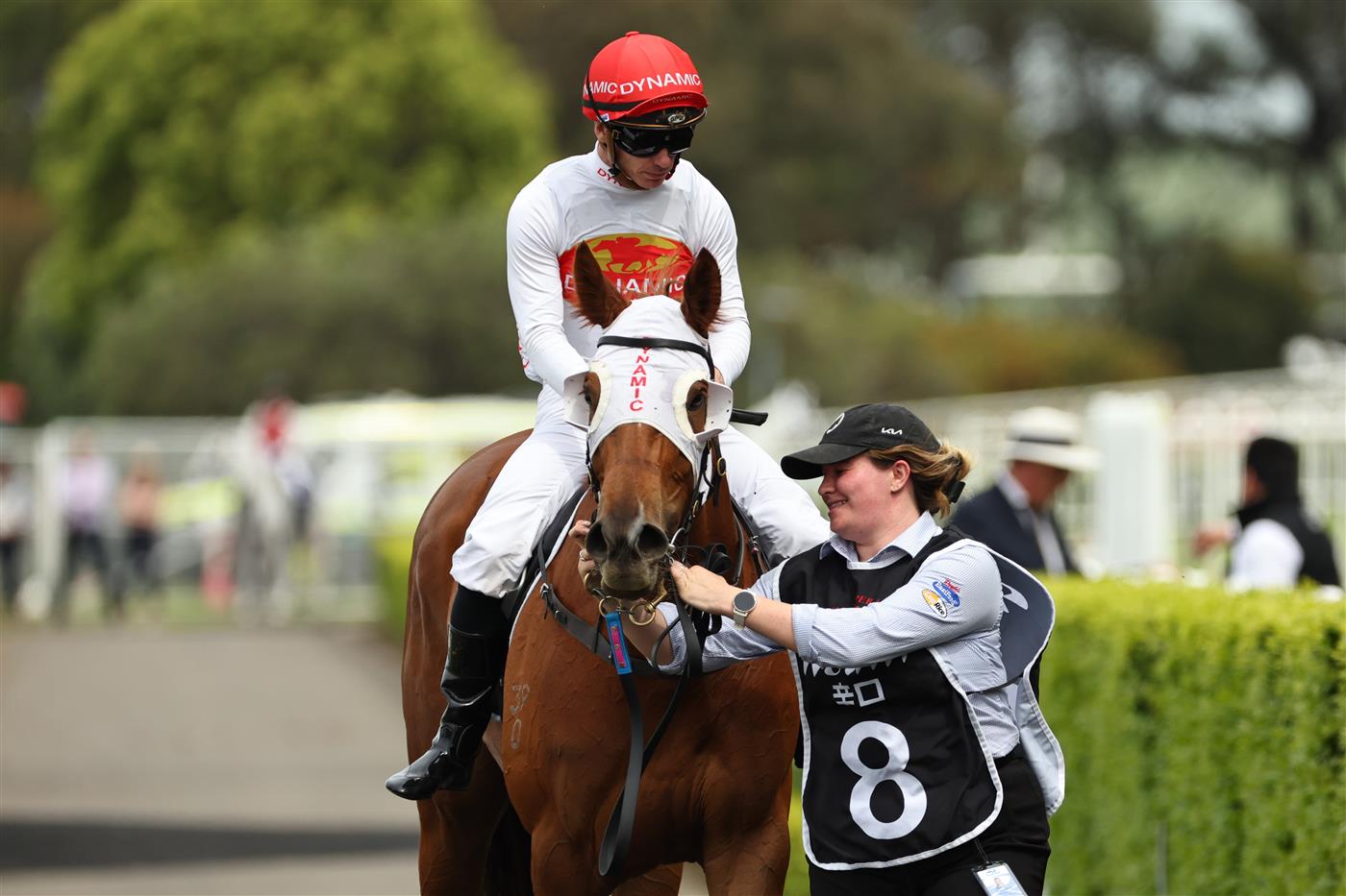 SYDNEY, AUSTRALIA - SEPTEMBER 27: Tim Clark riding Piggyback  win Race 3 Asahi Super Dry Colin Stephen Quality  during Sydney Racing at Rosehill Gardens on September 27, 2025 in Sydney, Australia. (Photo by Jeremy Ng/Getty Images)