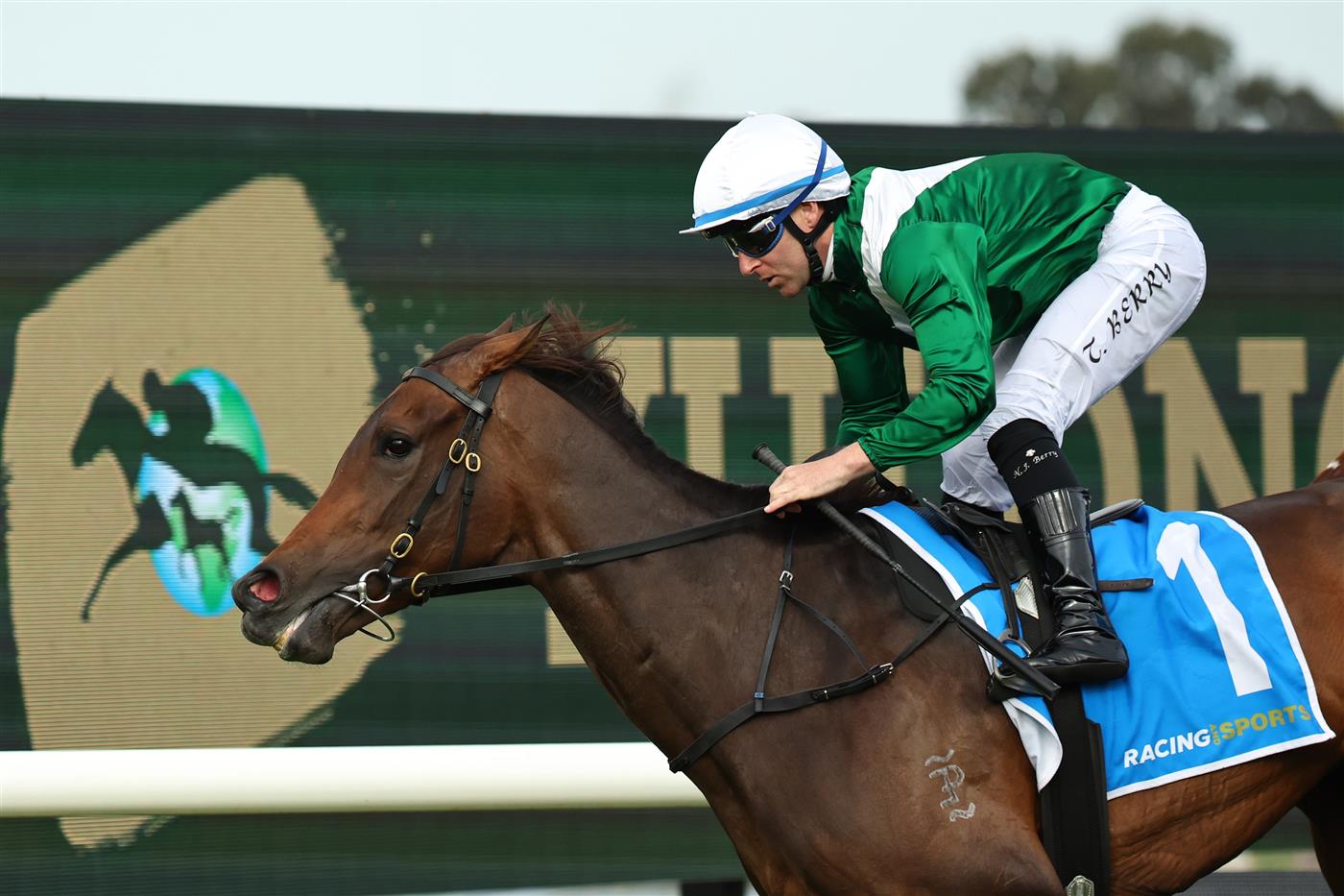 SYDNEY, AUSTRALIA - SEPTEMBER 27: Tommy Berry
 riding Manaal win Race 7 Racing And Sports Golden Pendant during Sydney Racing at Rosehill Gardens on September 27, 2025 in Sydney, Australia. (Photo by Jeremy Ng/Getty Images)