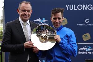 SYDNEY, AUSTRALIA - SEPTEMBER 27: Adam Hyeronimus
  riding Beiwacht win Race 8 Yulong Golden Rose during Sydney Racing at Rosehill Gardens on September 27, 2025 in Sydney, Australia. (Photo by Jeremy Ng/Getty Images)