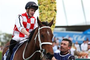 SYDNEY, AUSTRALIA - SEPTEMBER 27: James McDonald riding Waterford  win Race 9 Canadian Club Shannon Stakes during Sydney Racing at Rosehill Gardens on September 27, 2025 in Sydney, Australia. (Photo by Jeremy Ng/Getty Images)