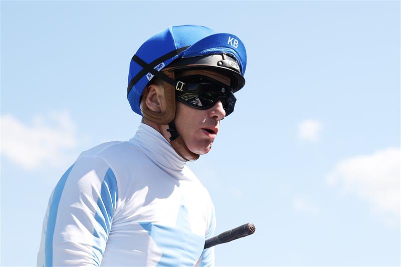 SYDNEY, AUSTRALIA - OCTOBER 04: Tim Clark riding Shiki win Race 3 Keeneland Gimcrack Stakes during Sydney Racing at Royal Randwick Racecourse on October 04, 2025 in Sydney, Australia. (Photo by Jeremy Ng/Getty Images)