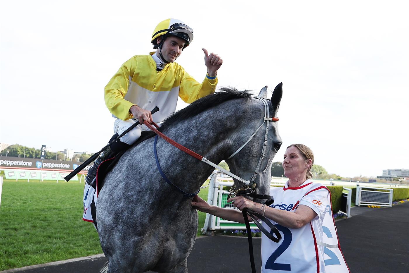 SYDNEY, AUSTRALIA - OCTOBER 04: Tyler Schiller riding Briasa 
 win Race 7 Precise Air Premiere Stakes during Sydney Racing at Royal Randwick Racecourse on October 04, 2025 in Sydney, Australia. (Photo by Jeremy Ng/Getty Images)