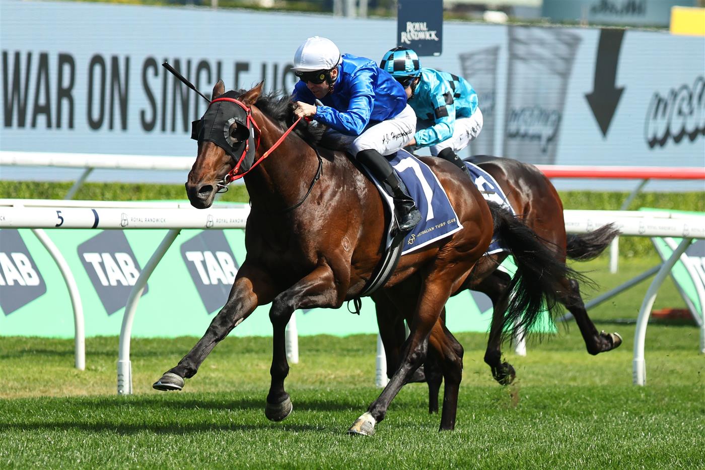 SYDNEY, AUSTRALIA - OCTOBER 04: Adam Hyeronimus riding Attica win Race 4 Plunge Right Dulcify Stakes during Sydney Racing at Royal Randwick Racecourse on October 04, 2025 in Sydney, Australia. (Photo by Jeremy Ng/Getty Images)