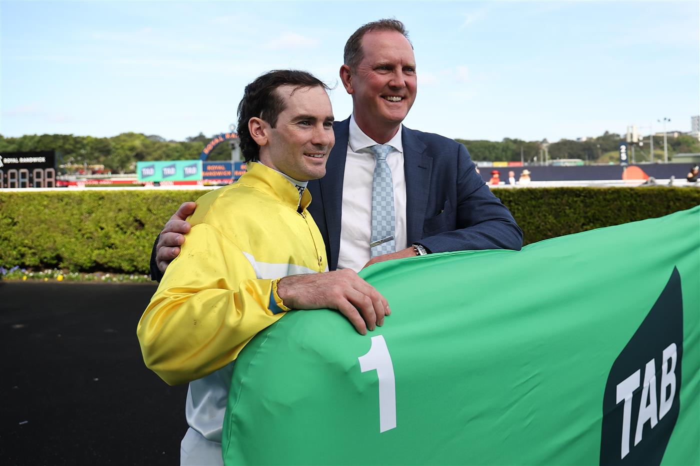 SYDNEY, AUSTRALIA - OCTOBER 04: Trainer Michael Hawkes looks on after Tyler Schiller riding Briasa 
 win Race 7 Precise Air Premiere Stakes during Sydney Racing at Royal Randwick Racecourse on October 04, 2025 in Sydney, Australia. (Photo by Jeremy Ng/Getty Images)