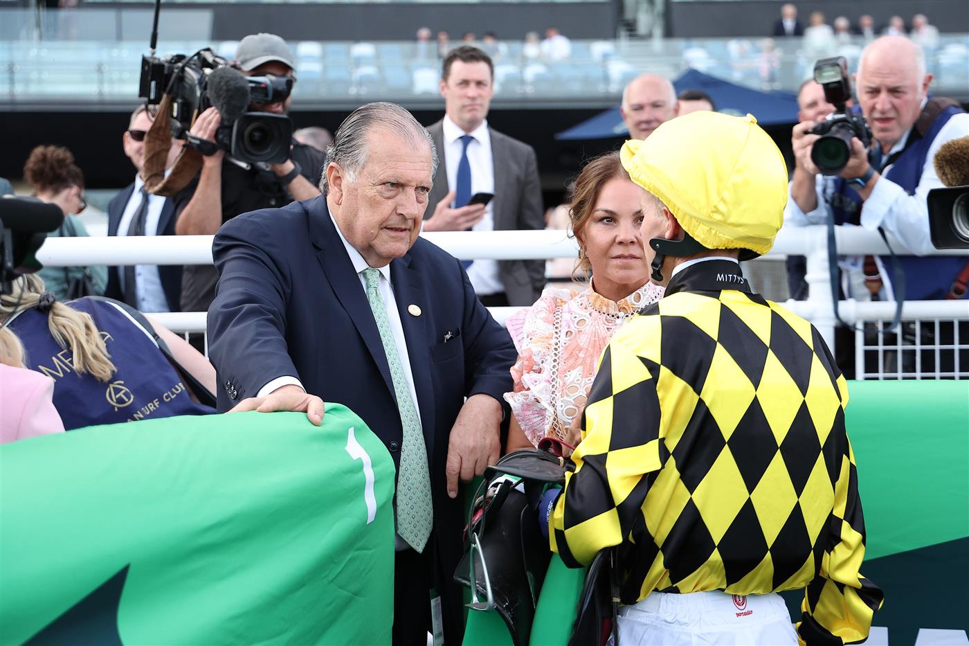 SYDNEY, AUSTRALIA - OCTOBER 04: Kerrin McEvoy riding Autumn Glow win Race 8 TAB Epsom Handicap  during Sydney Racing at Royal Randwick Racecourse on October 04, 2025 in Sydney, Australia. (Photo by Jeremy Ng/Getty Images)