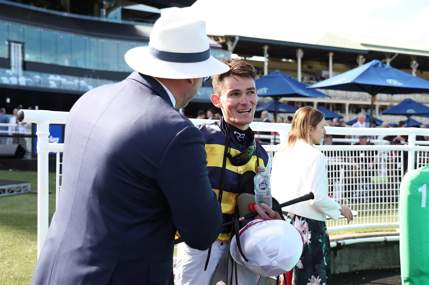 SYDNEY, AUSTRALIA - OCTOBER 04: Regan Bayliss riding Perfumist win Race 5 Melbourne Storm Mile during Sydney Racing at Royal Randwick Racecourse on October 04, 2025 in Sydney, Australia. (Photo by Jeremy Ng/Getty Images)