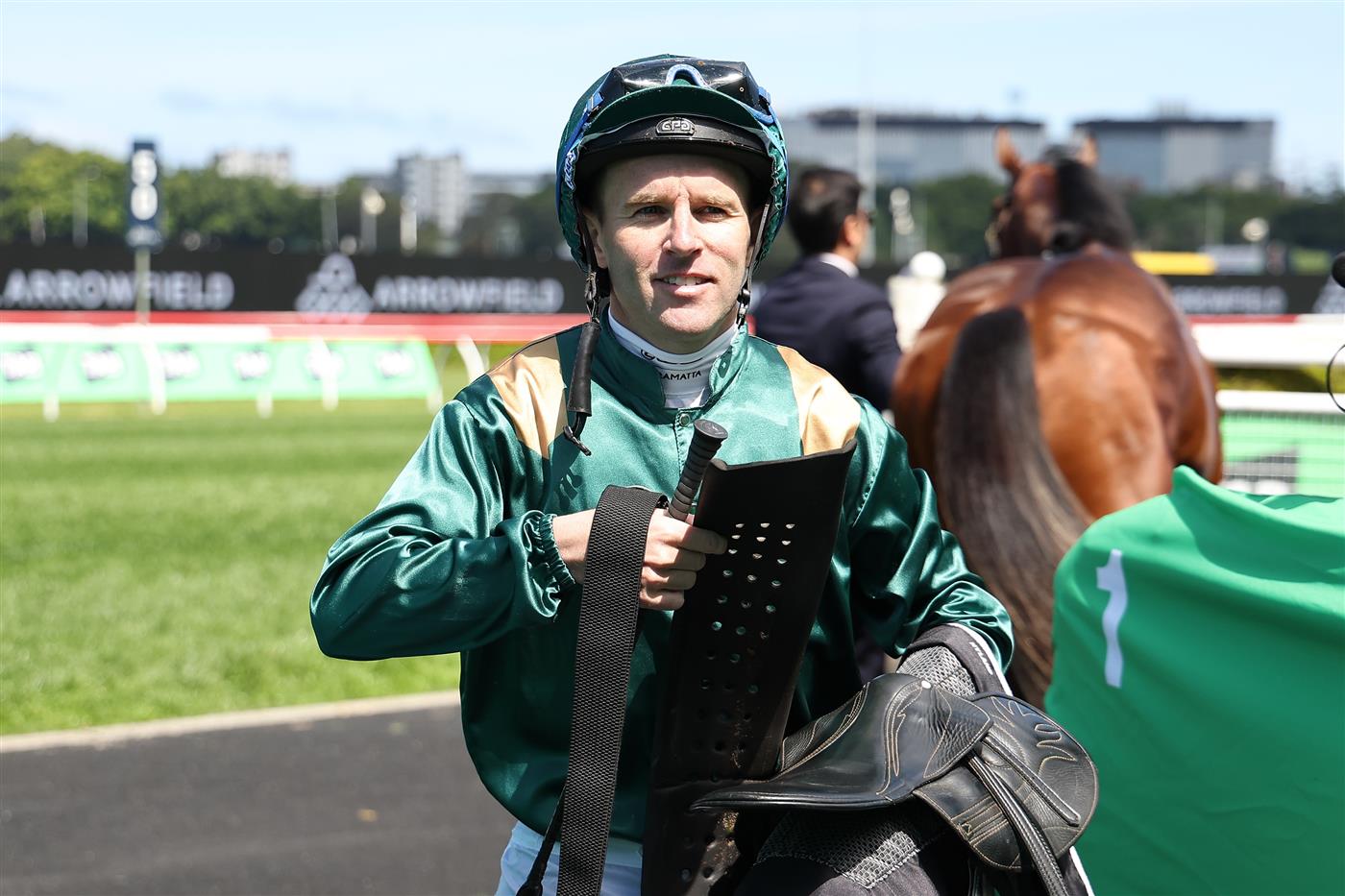 SYDNEY, AUSTRALIA - OCTOBER 04:  Tommy Berry riding Incognito win Race 2 Arrowfield Breeders at Royal Randwick Racecourse on October 04, 2025 in Sydney, Australia. (Getty0