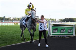 SYDNEY, AUSTRALIA - OCTOBER 04: Tyler Schiller riding Briasa 
 win Race 7 Precise Air Premiere Stakes during Sydney Racing at Royal Randwick Racecourse on October 04, 2025 in Sydney, Australia. (Photo by Jeremy Ng/Getty Images)
