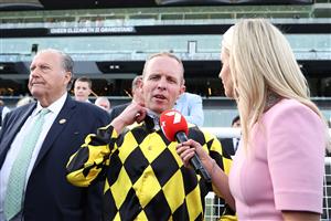SYDNEY, AUSTRALIA - OCTOBER 04: Kerrin McEvoy riding Autumn Glow win Race 8 TAB Epsom Handicap  during Sydney Racing at Royal Randwick Racecourse on October 04, 2025 in Sydney, Australia. (Photo by Jeremy Ng/Getty Images)