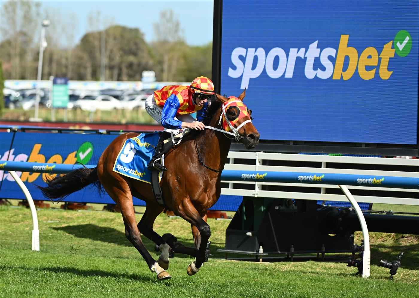 MELBOURNE, AUSTRALIA - OCTOBER 11: Damian Lane riding Autumn Boy defeats Planet Red in Race 8, the Sportsbet Caulfield Guineas during Melbourne Racing at Caulfield Racecourse on October 11, 2025 in Melbourne, Australia. (Photo by Vince Caligiuri/Getty Images)