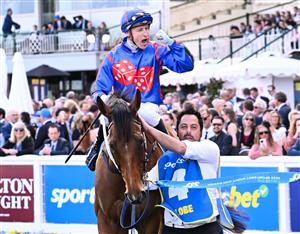 MELBOURNE, AUSTRALIA - OCTOBER 11: Blake Shinn riding Globe after winning Race 6, the Sportsbet Might And Power during Melbourne Racing at Caulfield Racecourse on October 11, 2025 in Melbourne, Australia. (Photo by Vince Caligiuri/Getty Images)