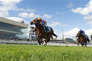 MELBOURNE, AUSTRALIA - OCTOBER 11: Damian Lane riding Autumn Boy winning Race 8, the Sportsbet Caulfield Guineas during Melbourne Racing at Caulfield Racecourse on October 11, 2025 in Melbourne, Australia. (Photo by Vince Caligiuri/Getty Images)