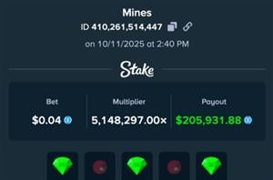 Stake Mines Player Wins 205K