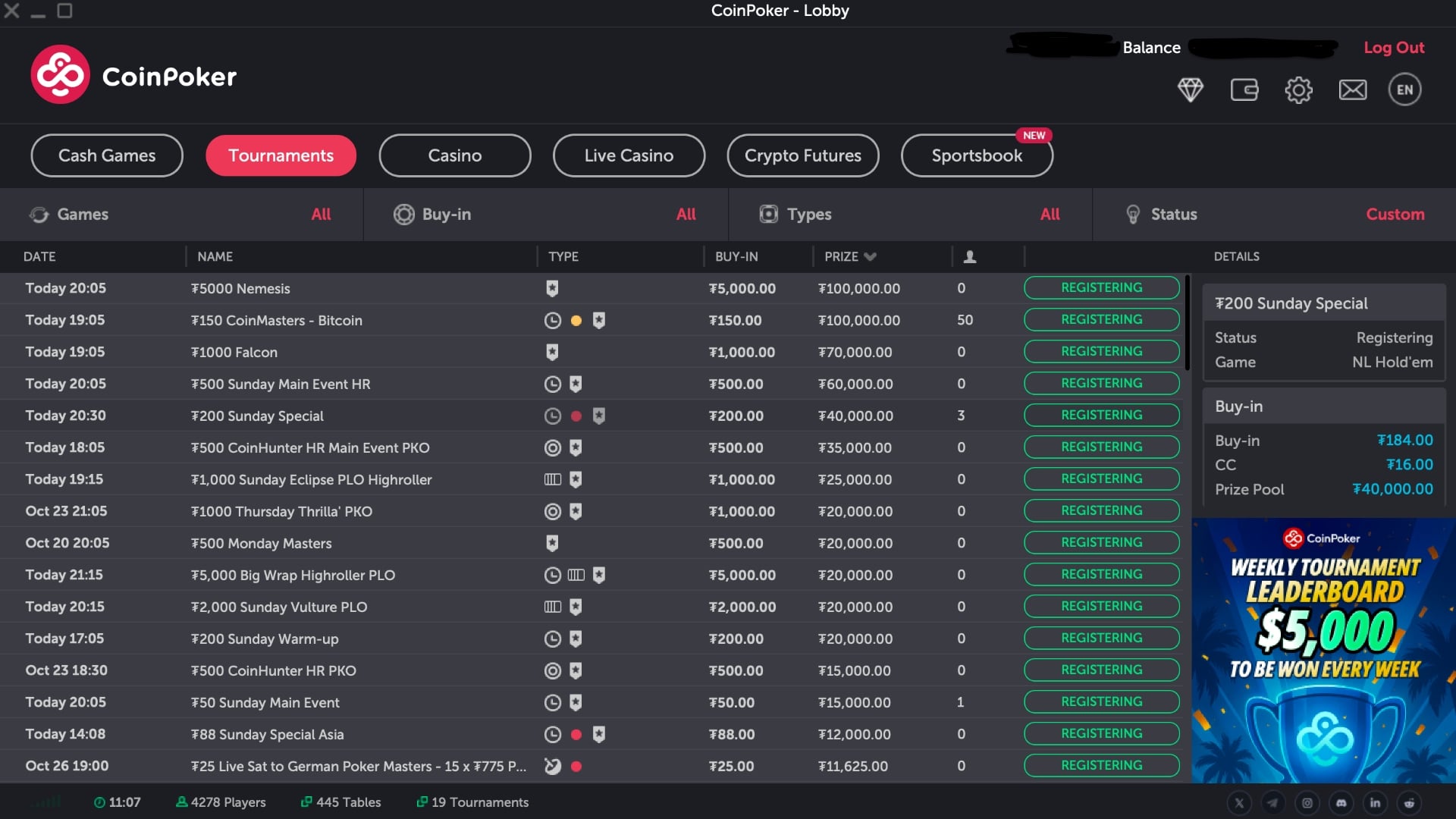 CoinPoker Sunday Tournaments CoinPoker Sunday Tournaments