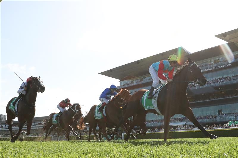 SYDNEY, AUSTRALIA - OCTOBER 18: Zac Purton riding Ka Ying Rising  win Race 7  The TAB Everest during Sydney Racing at Royal Randwick Racecourse on October 18, 2025 in Sydney, Australia. (Photo by Jeremy Ng/Getty Images)