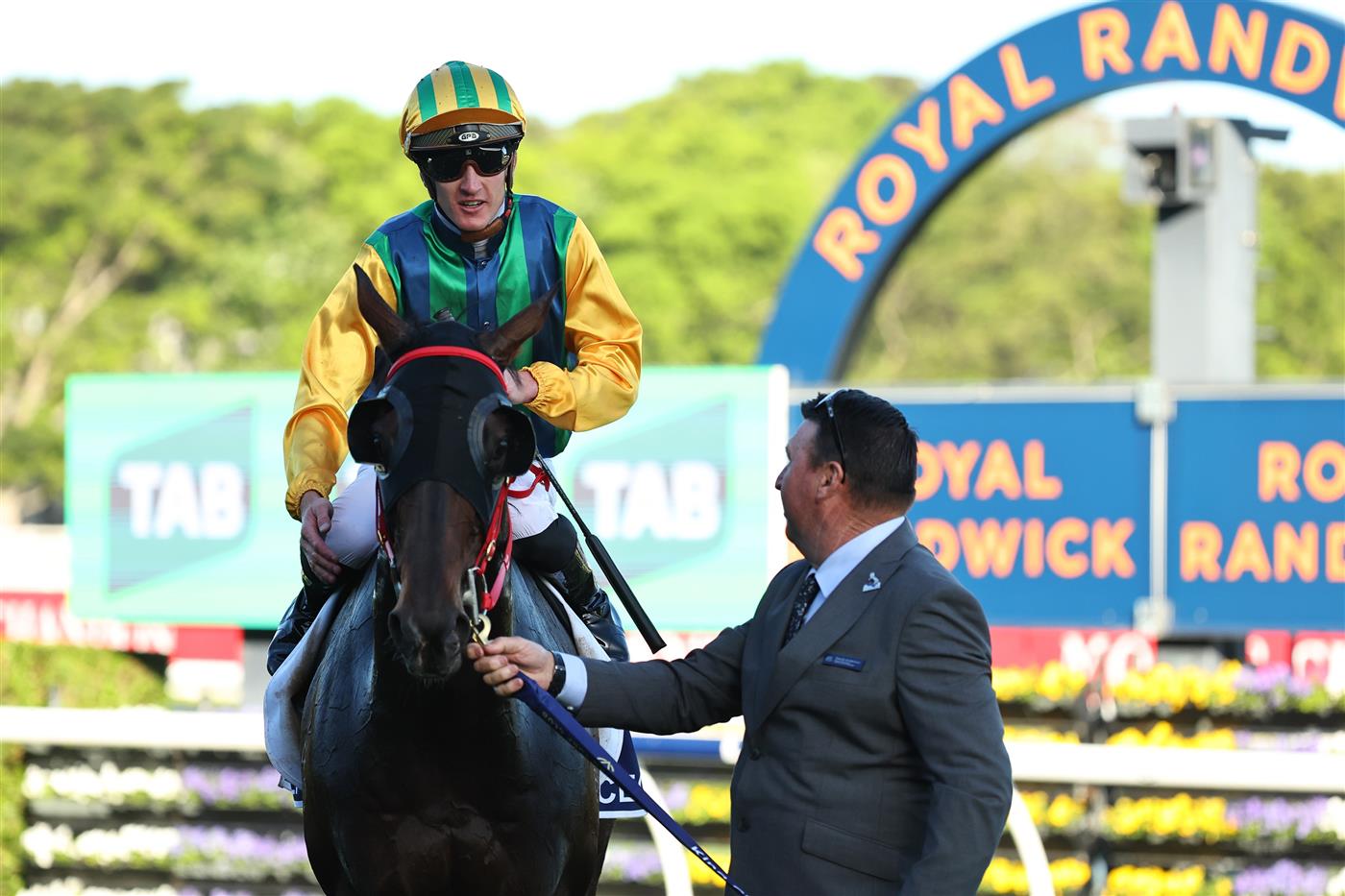 SYDNEY, AUSTRALIA - OCTOBER 18: Chad Schofield riding Ceolwulf win Race 9 King Charles III Stakes during Sydney Racing at Royal Randwick Racecourse on October 18, 2025 in Sydney, Australia. (Photo by Jeremy Ng/Getty Images)