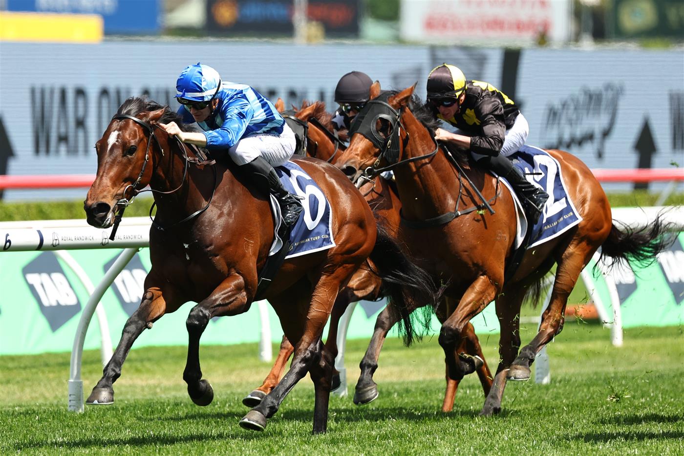 SYDNEY, AUSTRALIA - OCTOBER 18: Ethan Brown riding Vivy Air win Race 3 Big Dance Wild Card Handicap during Sydney Racing at Royal Randwick Racecourse on October 18, 2025 in Sydney, Australia. (Photo by Jeremy Ng/Getty Images)