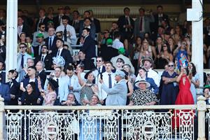 SYDNEY, AUSTRALIA - OCTOBER 18: Fans watch on prior to Race 7  The TAB Everest during Sydney Racing at Royal Randwick Racecourse on October 18, 2025 in Sydney, Australia. (Photo by Jeremy Ng/Getty Images)