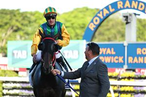 SYDNEY, AUSTRALIA - OCTOBER 18: Chad Schofield riding Ceolwulf win Race 9 King Charles III Stakes during Sydney Racing at Royal Randwick Racecourse on October 18, 2025 in Sydney, Australia. (Photo by Jeremy Ng/Getty Images)