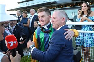 SYDNEY, AUSTRALIA - OCTOBER 18: Chad Schofield riding Ceolwulf win Race 9 King Charles III Stakes during Sydney Racing at Royal Randwick Racecourse on October 18, 2025 in Sydney, Australia. (Photo by Jeremy Ng/Getty Images)