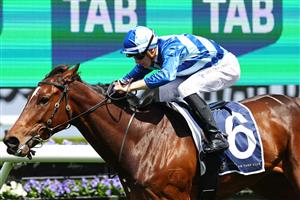 SYDNEY, AUSTRALIA - OCTOBER 18: Ethan Brown riding Vivy Air win Race 3 Big Dance Wild Card Handicap during Sydney Racing at Royal Randwick Racecourse on October 18, 2025 in Sydney, Australia. (Photo by Jeremy Ng/Getty Images)