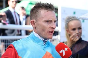 SYDNEY, AUSTRALIA - OCTOBER 18: Zac Purton riding Ka Ying Rising  win Race 7  The TAB Everest during Sydney Racing at Royal Randwick Racecourse on October 18, 2025 in Sydney, Australia. (Photo by Jeremy Ng/Getty Images)