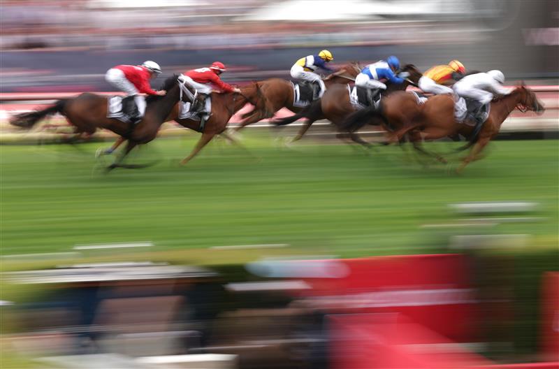 MELBOURNE, AUSTRALIA - OCTOBER 25: A general view during race two the HKLC World Pool Red Anchor Stakes during Cox Plate Day at Moonee Valley Racecourse on October 25, 2025 in Melbourne, Australia. (Photo by Robert Cianflone/Getty Images)