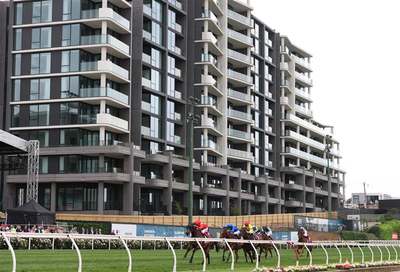 MELBOURNE, AUSTRALIA - OCTOBER 25: Craig Williams riding Beast Mode leads to win Race 1, the Bendigo Bank Imperatriz Sprint during Cox Plate Day at Moonee Valley Racecourse on October 25, 2025 in Melbourne, Australia. (Photo by Robert Cianflone/Getty Images)