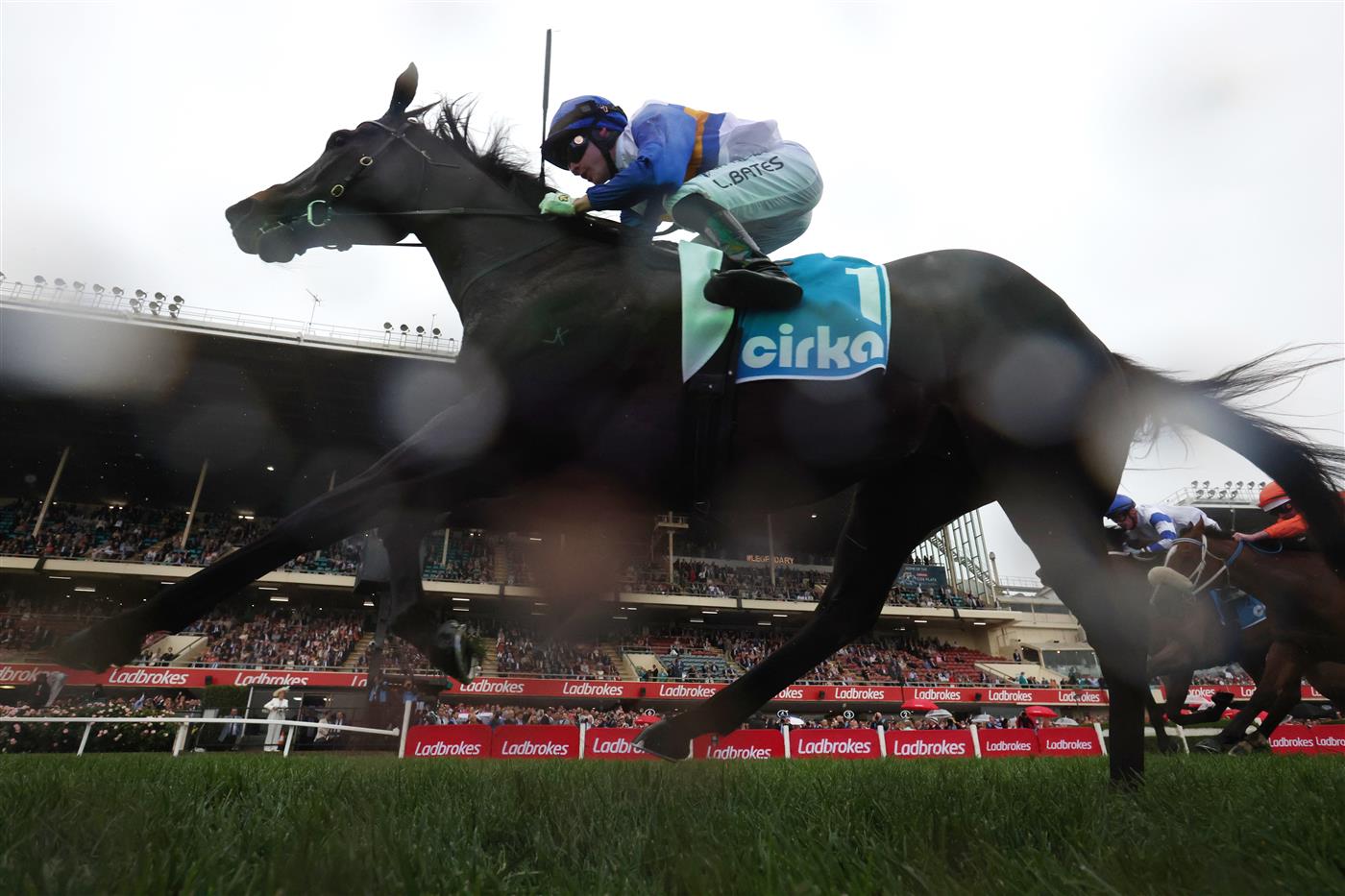 MELBOURNE, AUSTRALIA - OCTOBER 25: Logan Bates riding Jigsaw winning Race 8, the Cirka Mcewen Stakes during Cox Plate Day at Moonee Valley Racecourse on October 25, 2025 in Melbourne, Australia. (Photo by Robert Cianflone/Getty Images)