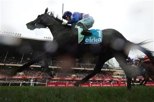 MELBOURNE, AUSTRALIA - OCTOBER 25: Logan Bates riding Jigsaw winning Race 8, the Cirka Mcewen Stakes during Cox Plate Day at Moonee Valley Racecourse on October 25, 2025 in Melbourne, Australia. (Photo by Robert Cianflone/Getty Images)