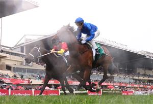 MELBOURNE, AUSTRALIA - OCTOBER 25: Mark Zahra rides #1 Observer to win during race nine the Drummond Golf Vase during Cox Plate Day at Moonee Valley Racecourse on October 25, 2025 in Melbourne, Australia. (Photo by Robert Cianflone/Getty Images)