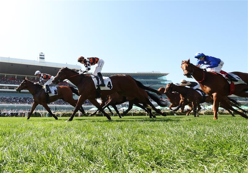 MELBOURNE, AUSTRALIA - NOVEMBER 01: Mark Zahra rides #6 Warnie to win race five The Abc Bullion Damien Oliver during Melbourne Racing at Flemington Racecourse on November 01, 2025 in Melbourne, Australia. (Photo by Robert Cianflone/Getty Images)