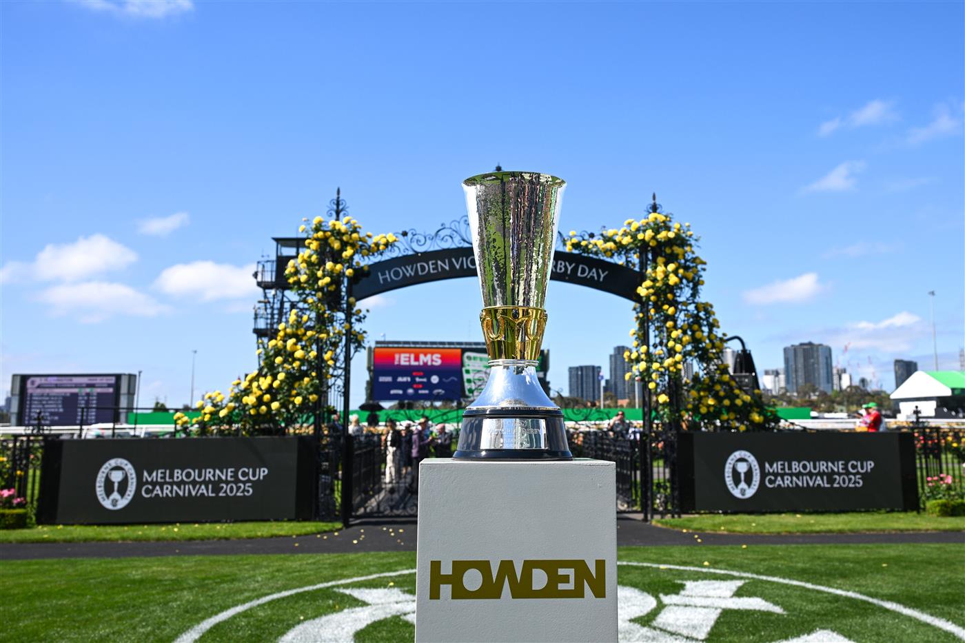 MELBOURNE, AUSTRALIA - NOVEMBER 01: The Howden Victoria Derby trophy is seen during 2025 Derby Day at Flemington Racecourse on November 01, 2025 in Melbourne, Australia. (Photo by Vince Caligiuri/Getty Images)