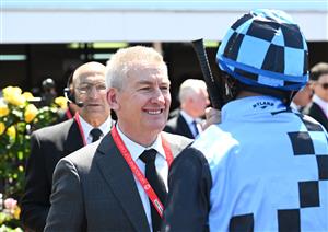 MELBOURNE, AUSTRALIA - NOVEMBER 01: Rob Montgomery, Chairman of Stewards is seen during 2025 Derby Day at Flemington Racecourse on November 01, 2025 in Melbourne, Australia. (Photo by Vince Caligiuri/Getty Images)