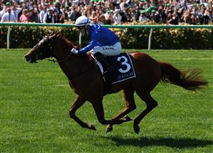 MELBOURNE, AUSTRALIA - NOVEMBER 01: Mark Zahra rides #3 Tentyris to win race six the Coolmore Stud Stakes during Melbourne Racing at Flemington Racecourse on November 01, 2025 in Melbourne, Australia. (Photo by Robert Cianflone/Getty Images)