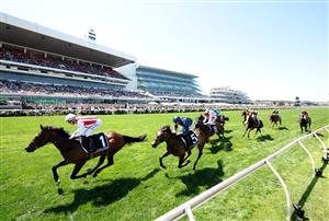 MELBOURNE, AUSTRALIA - NOVEMBER 01: Mark Zahra rides #1 Getta Good Feeling to win race four the Hkjc World Pool Wakeful Stakes during Melbourne Racing at Flemington Racecourse on November 01, 2025 in Melbourne, Australia. (Photo by Robert Cianflone/Getty Images)