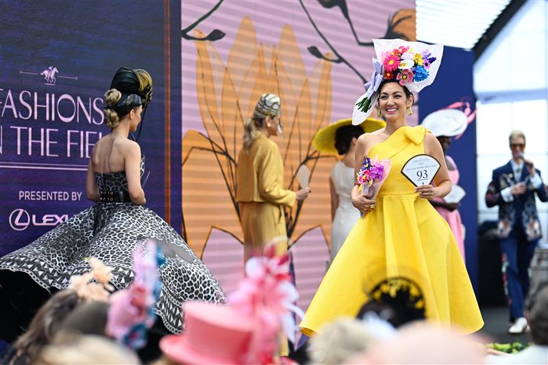 MELBOURNE, AUSTRALIA - NOVEMBER 04: A general view of the Fashions on the Field Lillian Frank AM MBE Millinery Award Final during 2025 Melbourne Cup Day at Flemington Racecourse on November 04, 2025 in Melbourne, Australia. (Photo by Wendell Teodoro/Getty Images)