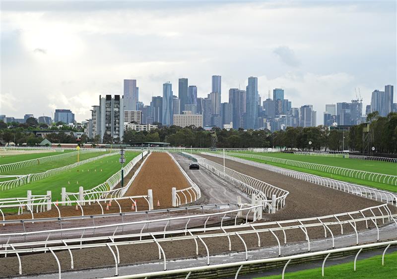 MELBOURNE, AUSTRALIA - NOVEMBER 04: The Melbourne skyline is seen ahead of Melbourne Cup Day at Flemington Racecourse on November 04, 2025 in Melbourne, Australia. (Photo by Vince Caligiuri/Getty Images)