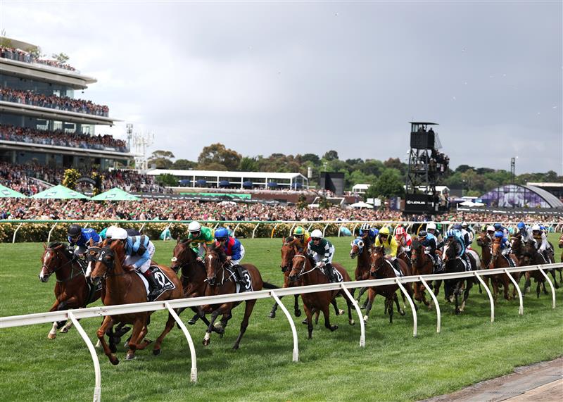 MELBOURNE, AUSTRALIA - NOVEMBER 04: A general view of race seven the Lexus Melbourne Cup during Melbourne Cup Day at Flemington Racecourse on November 04, 2025 in Melbourne, Australia. (Photo by Robert Cianflone/Getty Images)