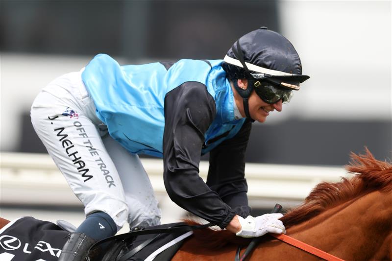 MELBOURNE, AUSTRALIA - NOVEMBER 04: Jamie Melham rides Half Yours to win race seven the Lexus Melbourne Cup during Melbourne Cup Day at Flemington Racecourse on November 04, 2025 in Melbourne, Australia. (Photo by Daniel Pockett/Getty Images)