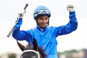 MELBOURNE, AUSTRALIA - NOVEMBER 04: Joao Moreira riding Burma Star celebrates after winning race eight the Lexus Amanda Elliott during Melbourne Cup Day at Flemington Racecourse on November 04, 2025 in Melbourne, Australia. (Photo by Daniel Pockett/Getty Images)