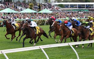 MELBOURNE, AUSTRALIA - NOVEMBER 04: James McDonald rides #2 Pallaton to win race four The Schweppervescence Plate during Melbourne Cup Day at Flemington Racecourse on November 04, 2025 in Melbourne, Australia. (Photo by Robert Cianflone/Getty Images)