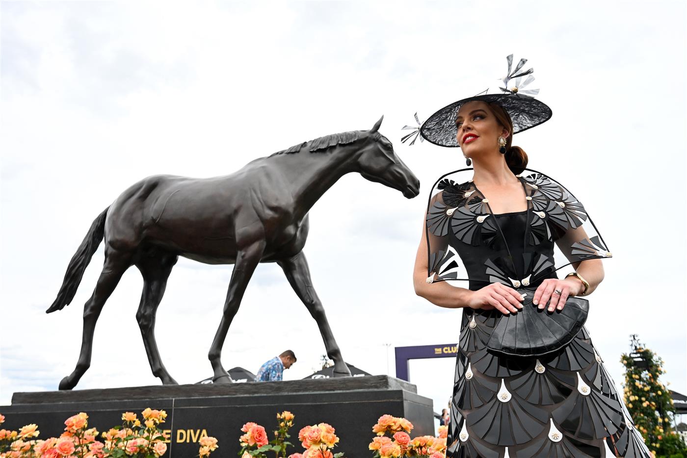 MELBOURNE, AUSTRALIA - NOVEMBER 06: Holly Keenan, Winner of the Best Dressed Grand Final at Fashions on the Field during 2025 Oaks Day at Flemington Racecourse on November 06, 2025 in Melbourne, Australia. (Photo by Wendell Teodoro/Getty Images)