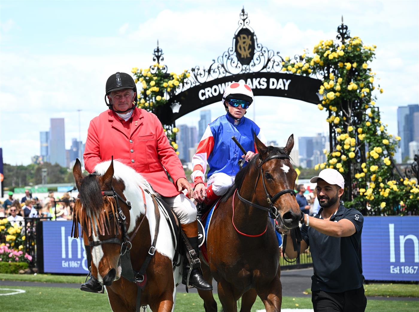 MELBOURNE, AUSTRALIA - NOVEMBER 06: Craig Williams riding Verona Rose after winning Race 3, the Inglis Bracelet during Oaks Day at Flemington Racecourse on November 06, 2025 in Melbourne, Australia. (Photo by Vince Caligiuri/Getty Images)