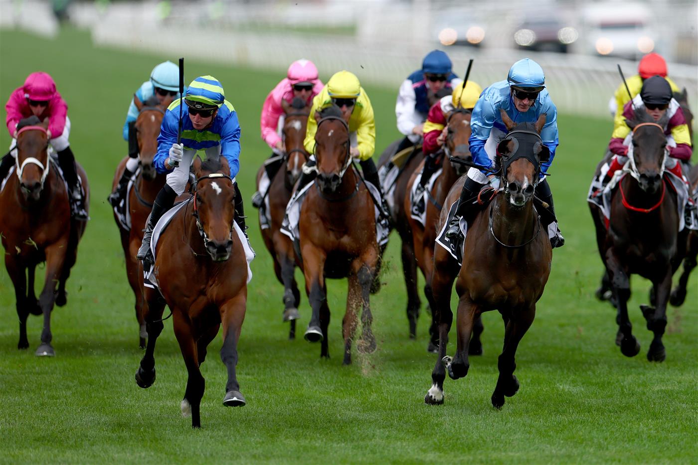MELBOURNE, AUSTRALIA - NOVEMBER 06: Daniel Stackhouse rides #7 Point Barrow to win race six the Melbourne Cup Carnival Country Final Qc during Oaks Day at Flemington Racecourse on November 06, 2025 in Melbourne, Australia. (Photo by Josh Chadwick/Getty Images)