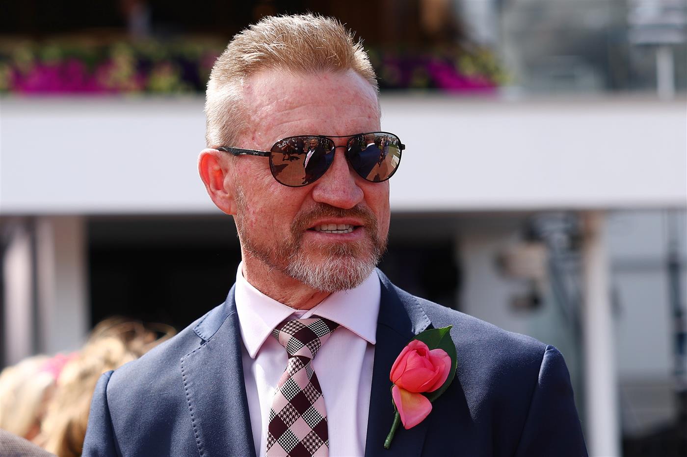 MELBOURNE, AUSTRALIA - NOVEMBER 06: Nathan Buckley can be seen during Melbourne Racing at Flemington Racecourse on November 06, 2025 in Melbourne, Australia. (Photo by Morgan Hancock/Getty Images)