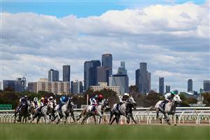 MELBOURNE, AUSTRALIA - NOVEMBER 06: A general view of Race 2, the RDA Subzero Handicap during Oaks Day at Flemington Racecourse on November 06, 2025 in Melbourne, Australia. (Photo by Daniel Pockett/Getty Images)