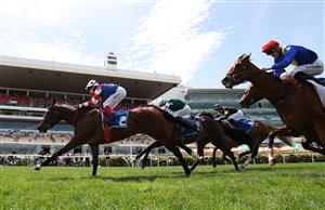 MELBOURNE, AUSTRALIA - NOVEMBER 06: Craig Williams rides #2 Verona Rose to win race three the Inglis Bracelet during Oaks Day at Flemington Racecourse on November 06, 2025 in Melbourne, Australia. (Photo by Robert Cianflone/Getty Images)