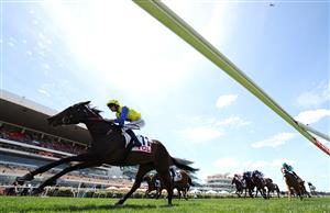 MELBOURNE, AUSTRALIA - NOVEMBER 06: Jamie Mott rides #11 First Chorus to win race one the TCL Trophy during Oaks Day at Flemington Racecourse on November 06, 2025 in Melbourne, Australia. (Photo by Robert Cianflone/Getty Images)